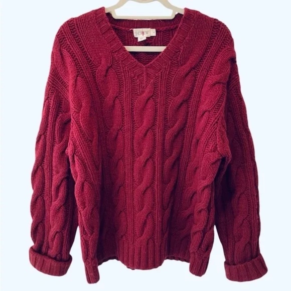 Vintage J. Crew 100% Wool Fisherman Cable Knit Sweater Small Aran Oarsman - Picture 1 of 4